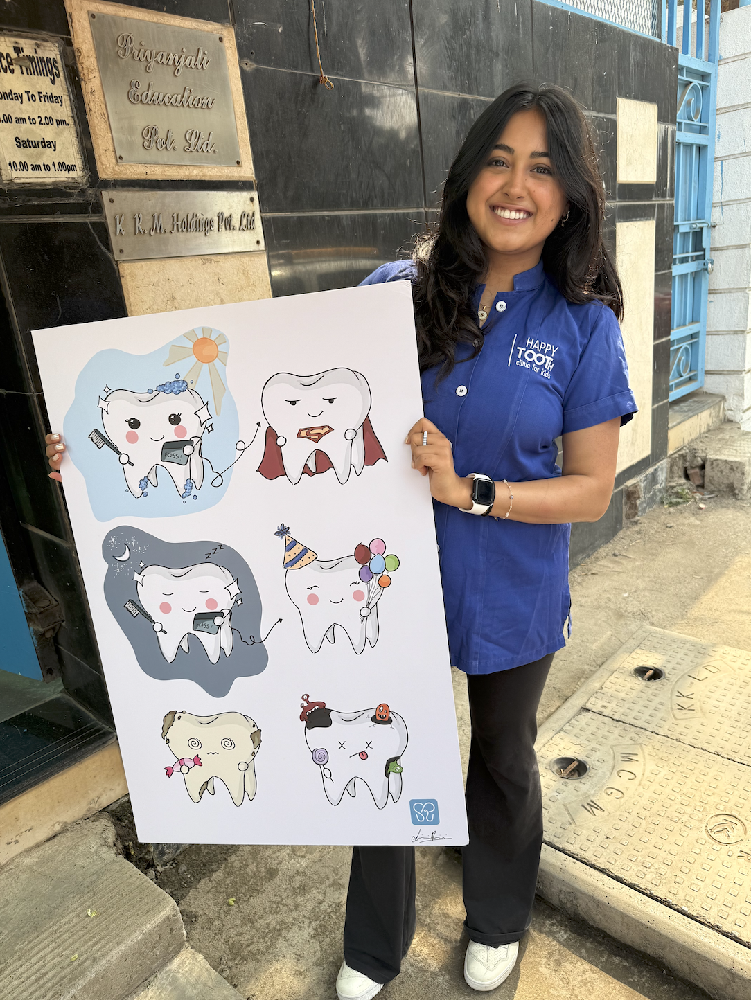 Testing the character at Happy Tooth Clinic in Mumbai, India