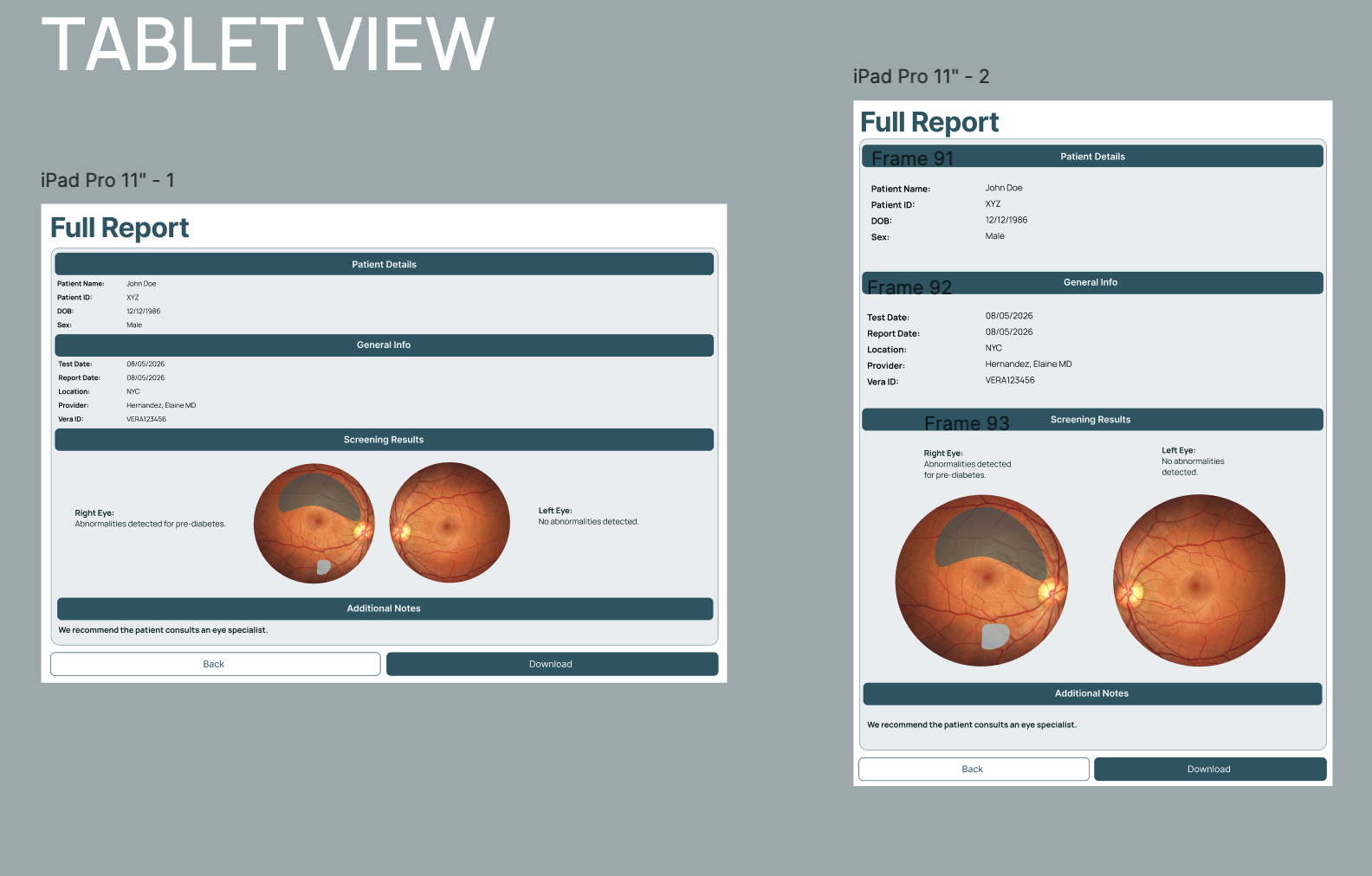 Tablet volunteer platform screens